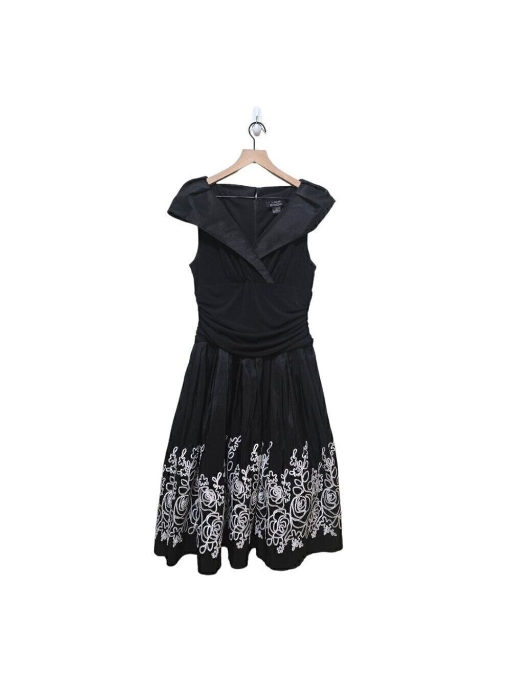 La Nouvelle Renaissance Embroidered Sequin Satin Cocktail Dress Sz 10